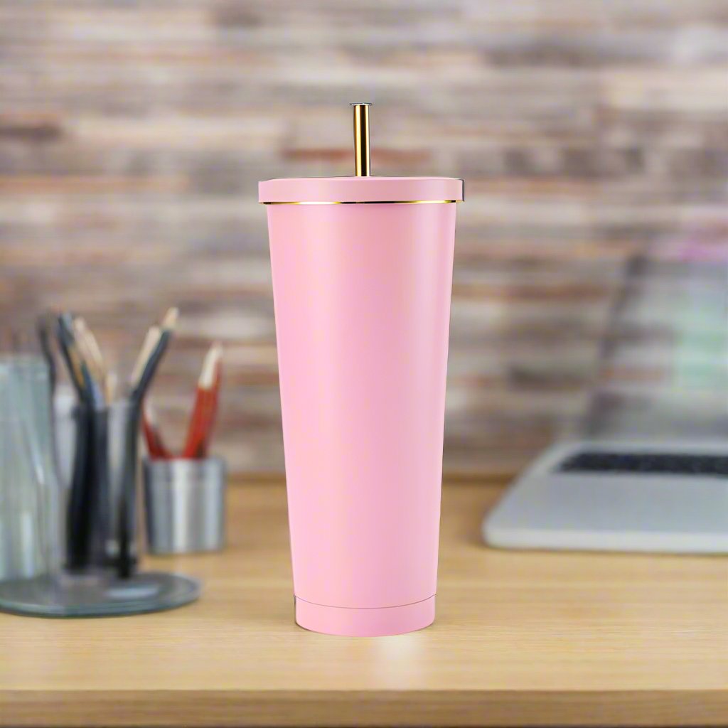 304 stainless steel thermal flask for cold and hot drinks, pastel colour pink