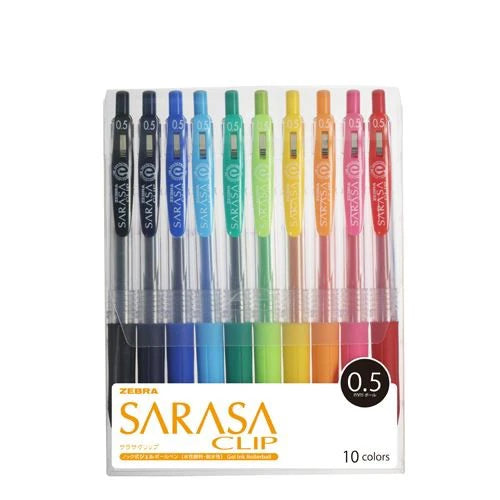 Zebra Gel Ballpoint Pen Sarasa Clip 0.5mm, 10 Color Set