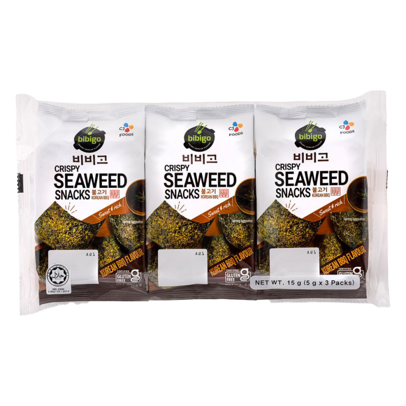 CJ Bibigo Crispy Seaweed Snacks Korean BBQ Flavour